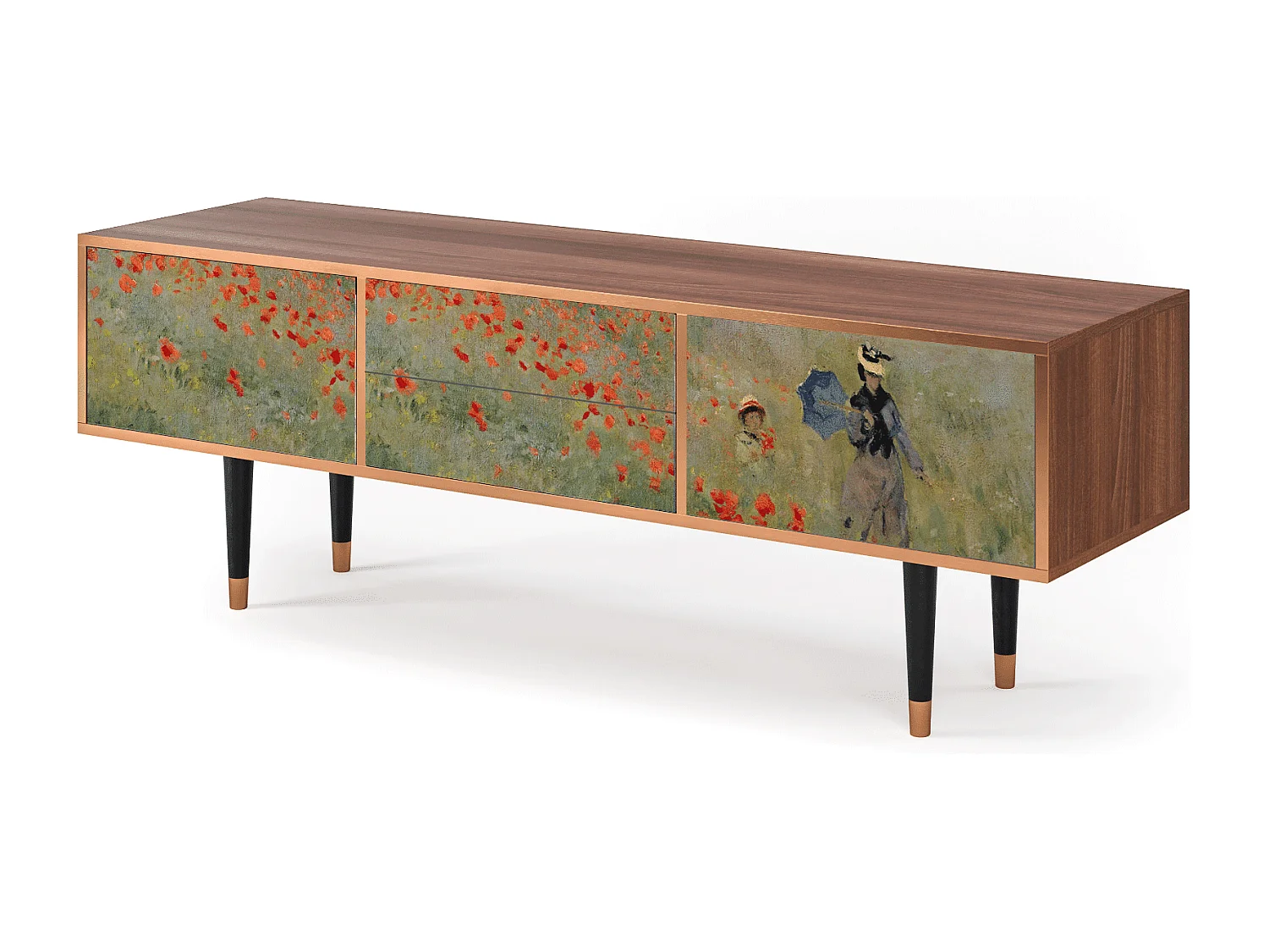 Mobile TV - 170х59х48 cm - T4 - The Poppy Field   , Noce