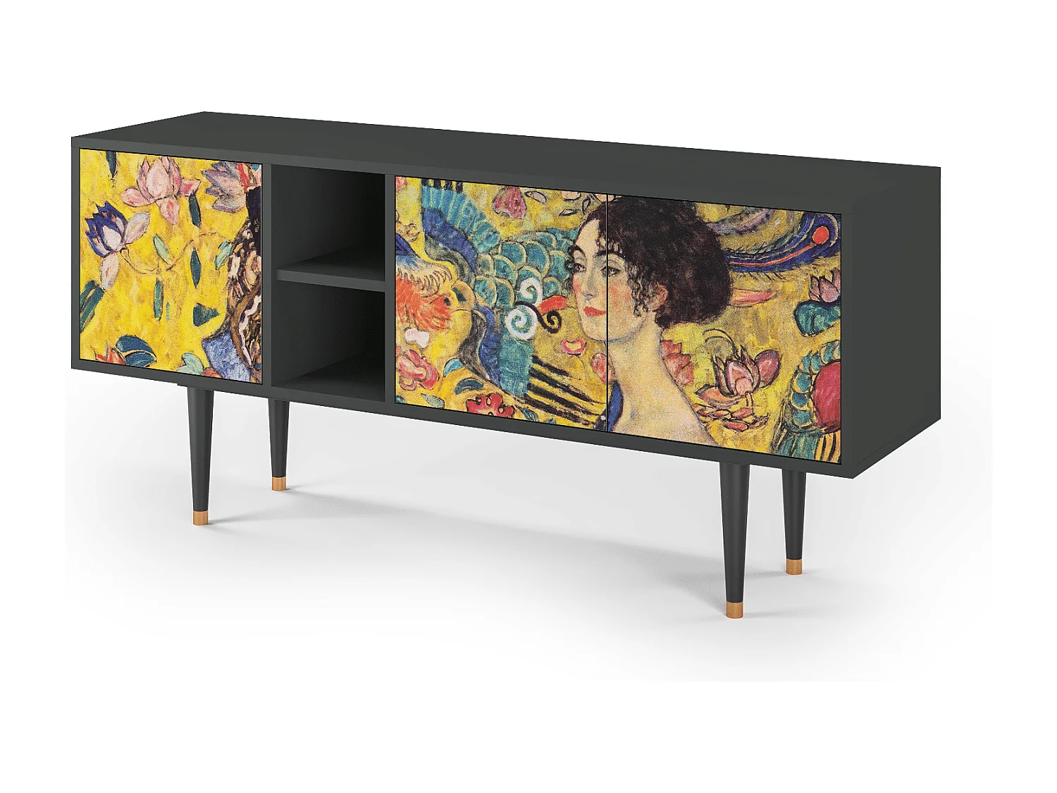 Mueble de TV - 150х69х41 cm - T5 - Lady with Fan by Klimt, Antracite