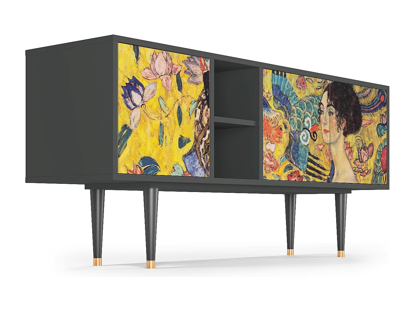 Mueble de TV - 150х69х41 cm - T5 - Lady with Fan by Klimt, Antracite