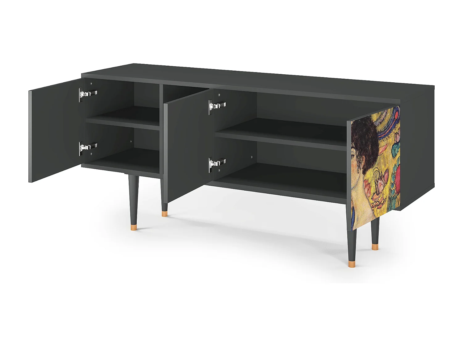 Mueble de TV - 150х69х41 cm - T5 - Lady with Fan by Klimt, Antracite