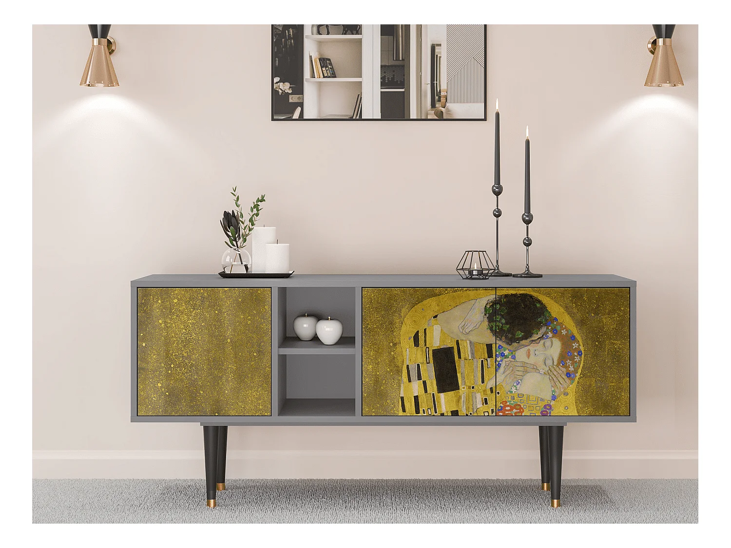 Mobile TV - 150х69х41 cm - T5 - The Kiss by Klimt , Grigio