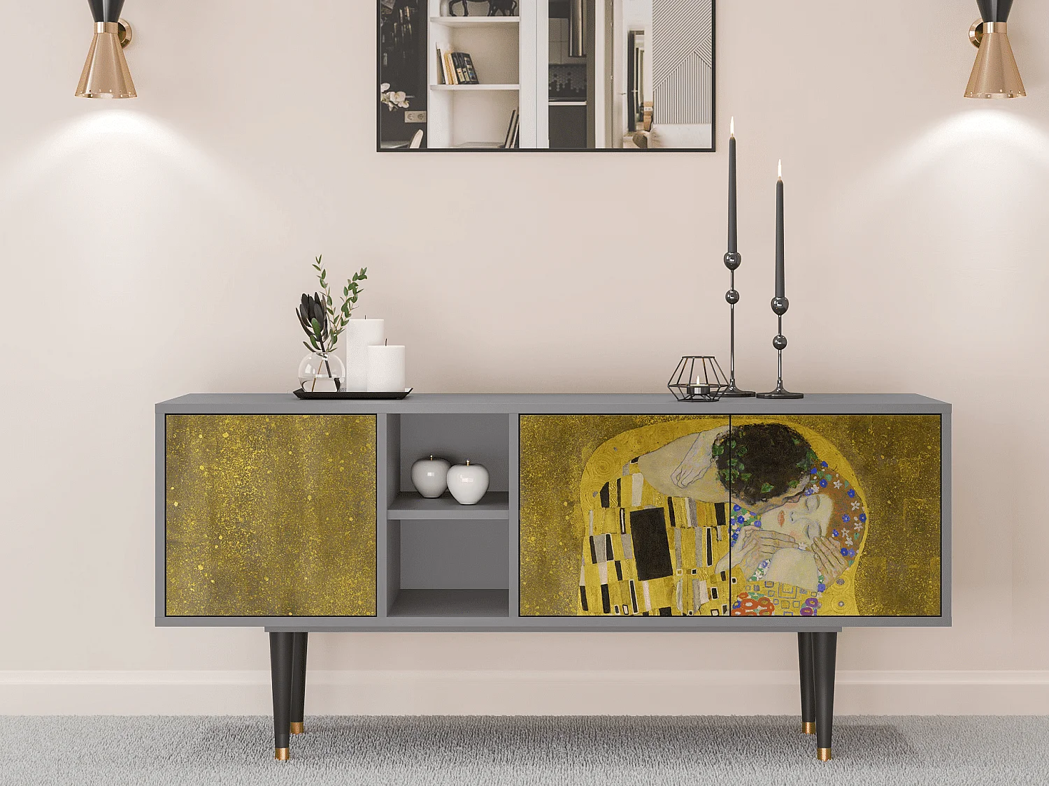 TV-meubel - 150х69х41 cm - T5 - The Kiss by Klimt , Grijs