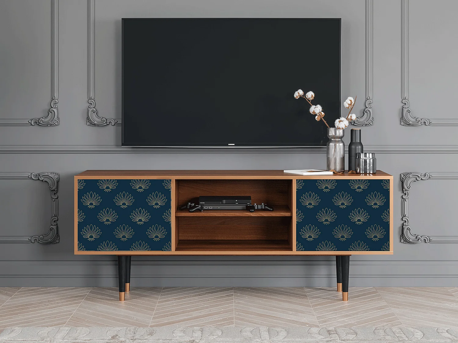 Meuble TV - 170х69х48 cm - T2 - Blue Lotus, Noyer