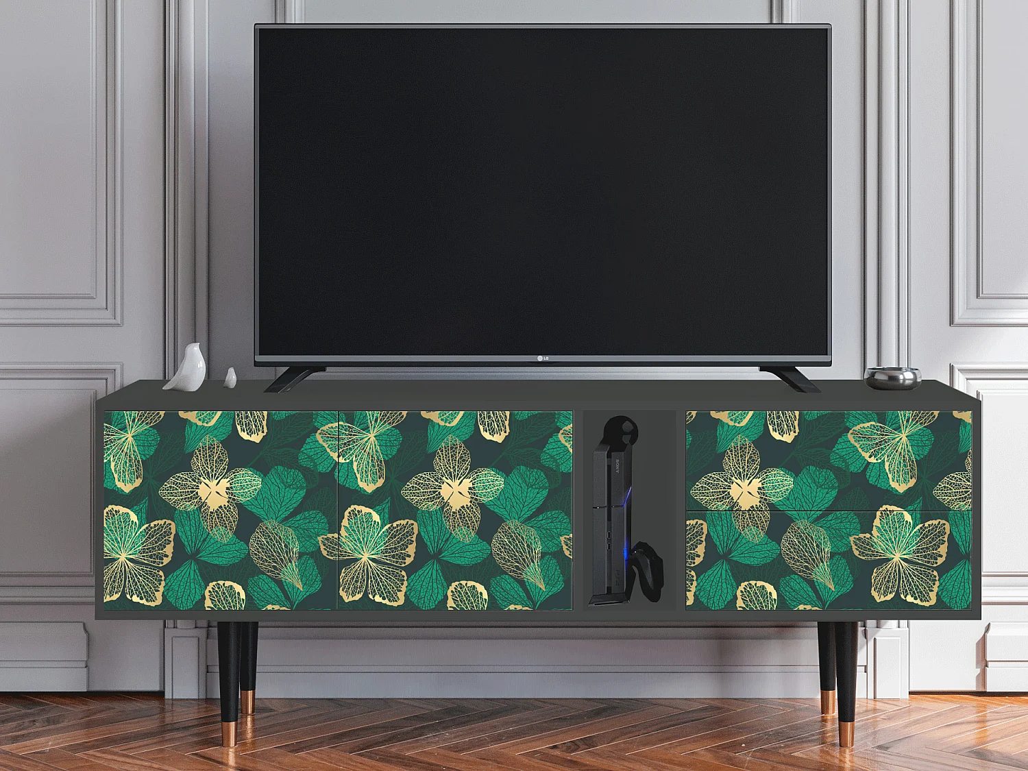 TV-Möbel - 170х69х48 cm - T1 - Green Flower, Anthrazit