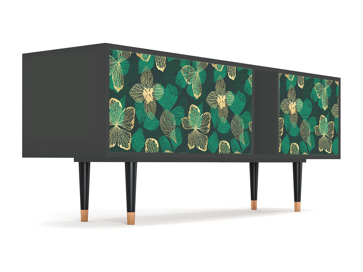 Szafka RTV - 170х69х48 cm - T1 - Green Flower, Antracyt