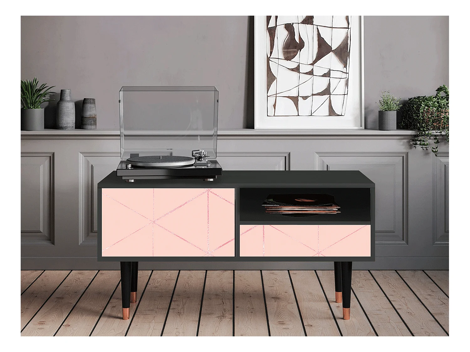 Meuble TV - 115х59х48 cm - T3 - Rose Quartz, Anthracite