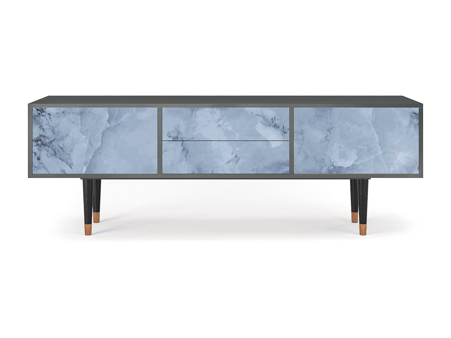 Szafka RTV - 170х59х48 cm - T4 - Feather Ice, Antracyt