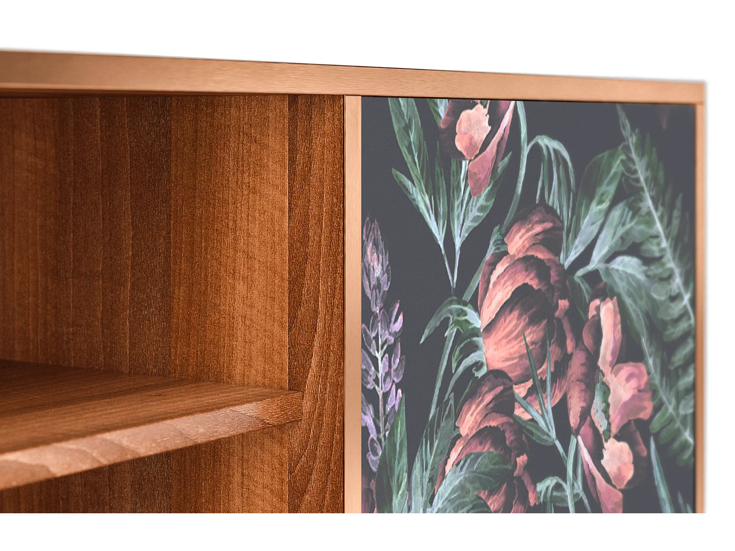 Mobile TV - 170х69х48 cm - T2 - Dark Peonies, Noce