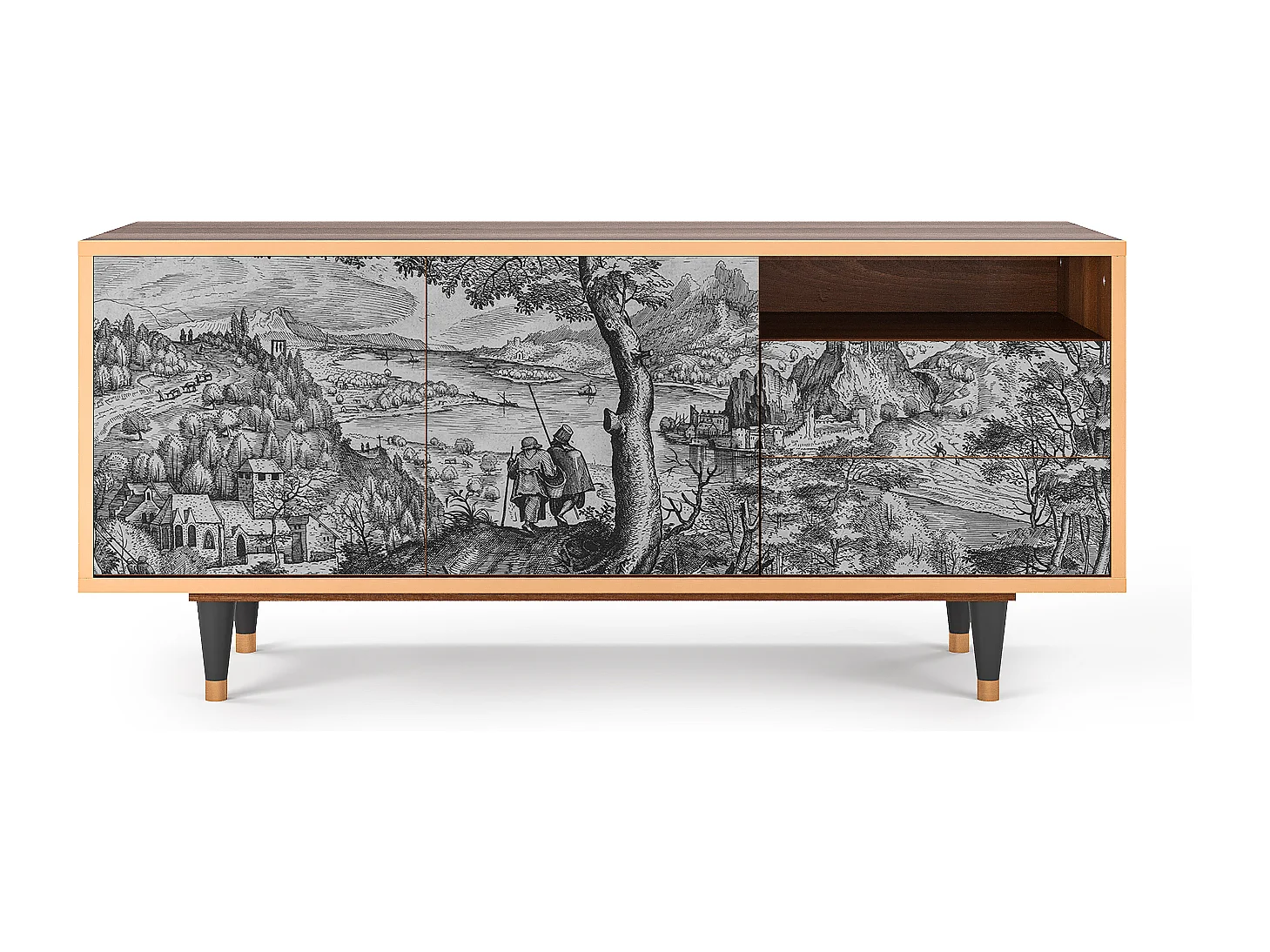 Szafka RTV - 125х56х41 cm - T7 - Milites Requiescentes, Orzech