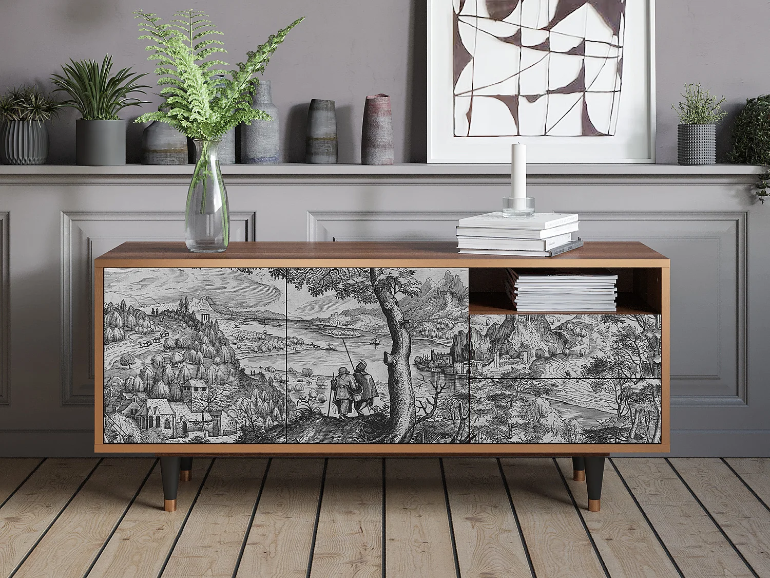 Mobile TV - 125х56х41 cm - T7 - Milites Requiescentes, Noce