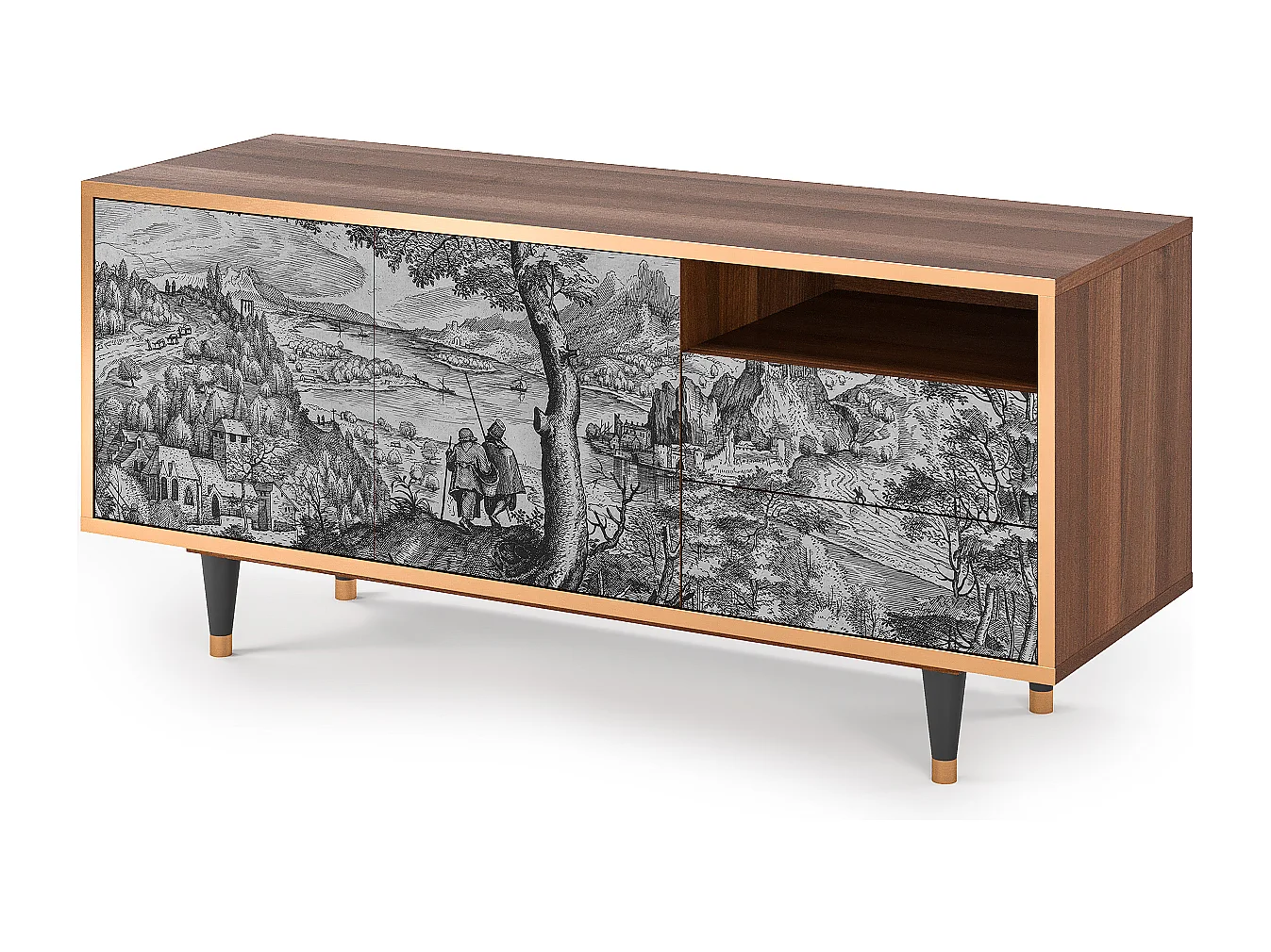 Mobile TV - 125х56х41 cm - T7 - Milites Requiescentes, Noce