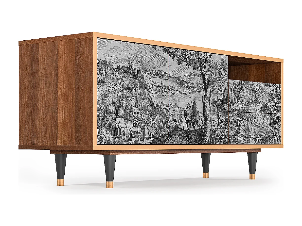 Mobile TV - 125х56х41 cm - T7 - Milites Requiescentes, Noce