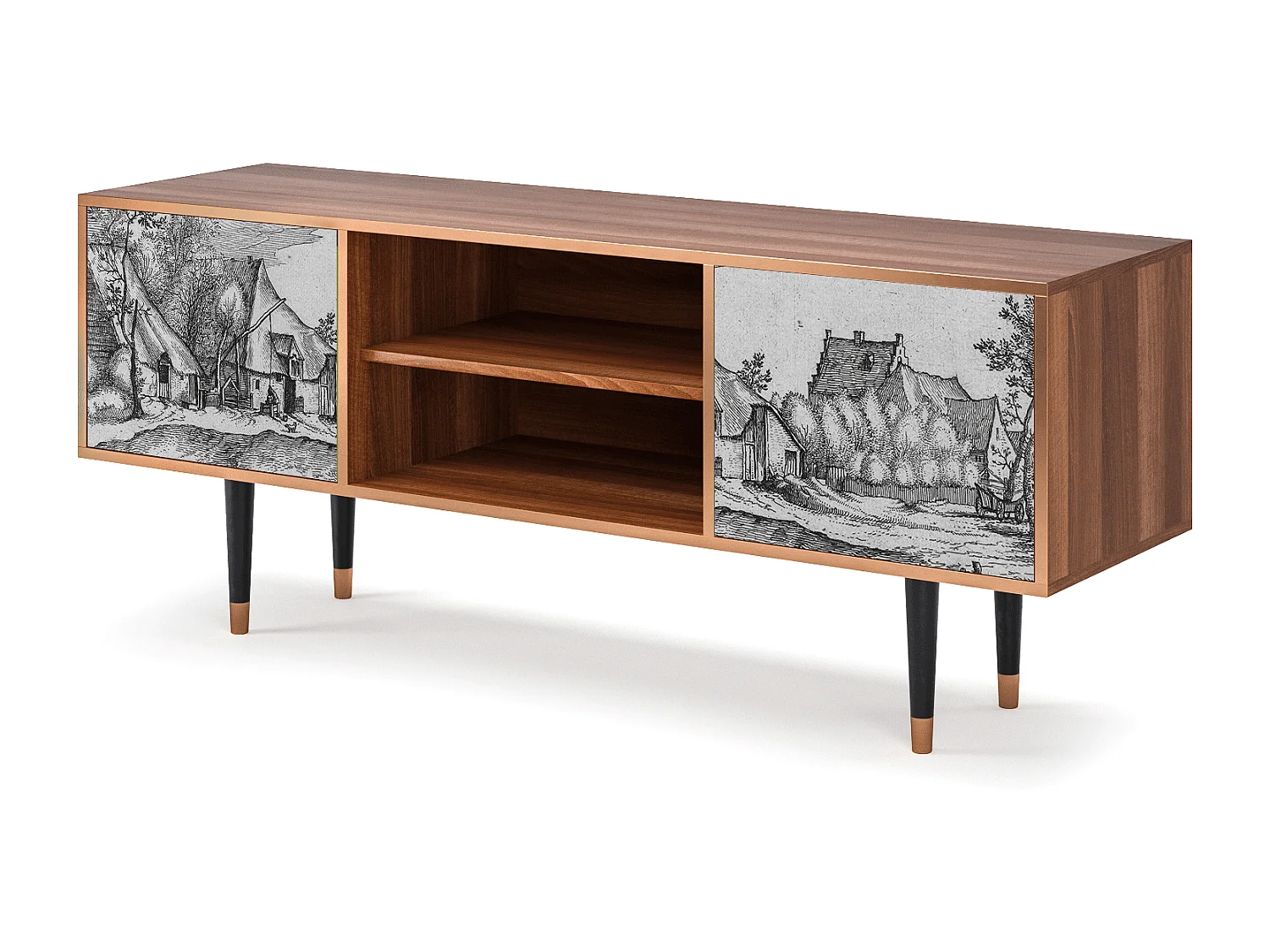 TV-meubel - 170х69х48 cm - T2 - Farms in a Village, Walnoot