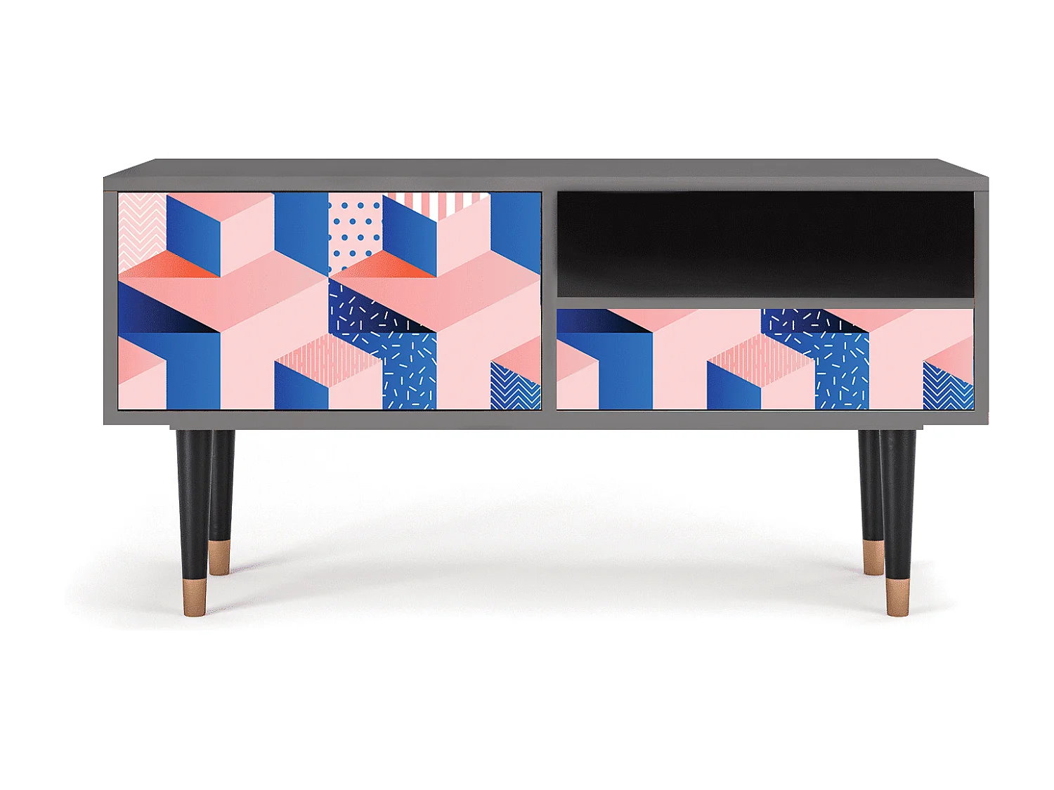 TV-Möbel - 115х59х48 cm - T3 - Pinky Squares, Grau