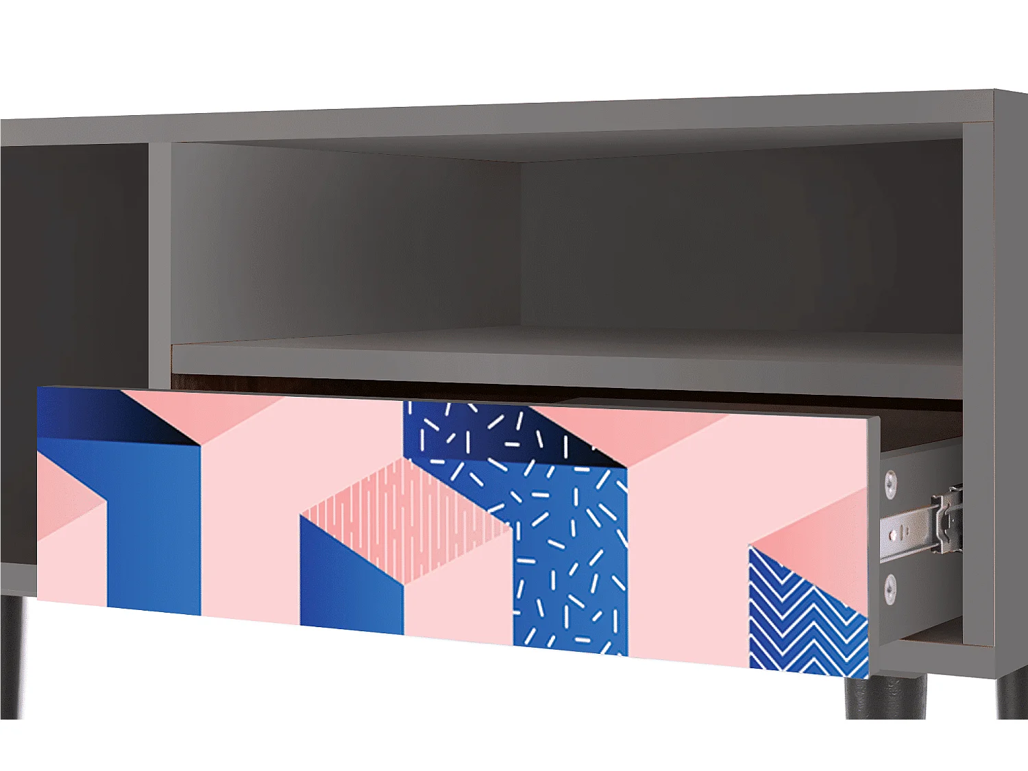 Meuble TV - 115х59х48 cm - T3 - Pinky Squares, Gris