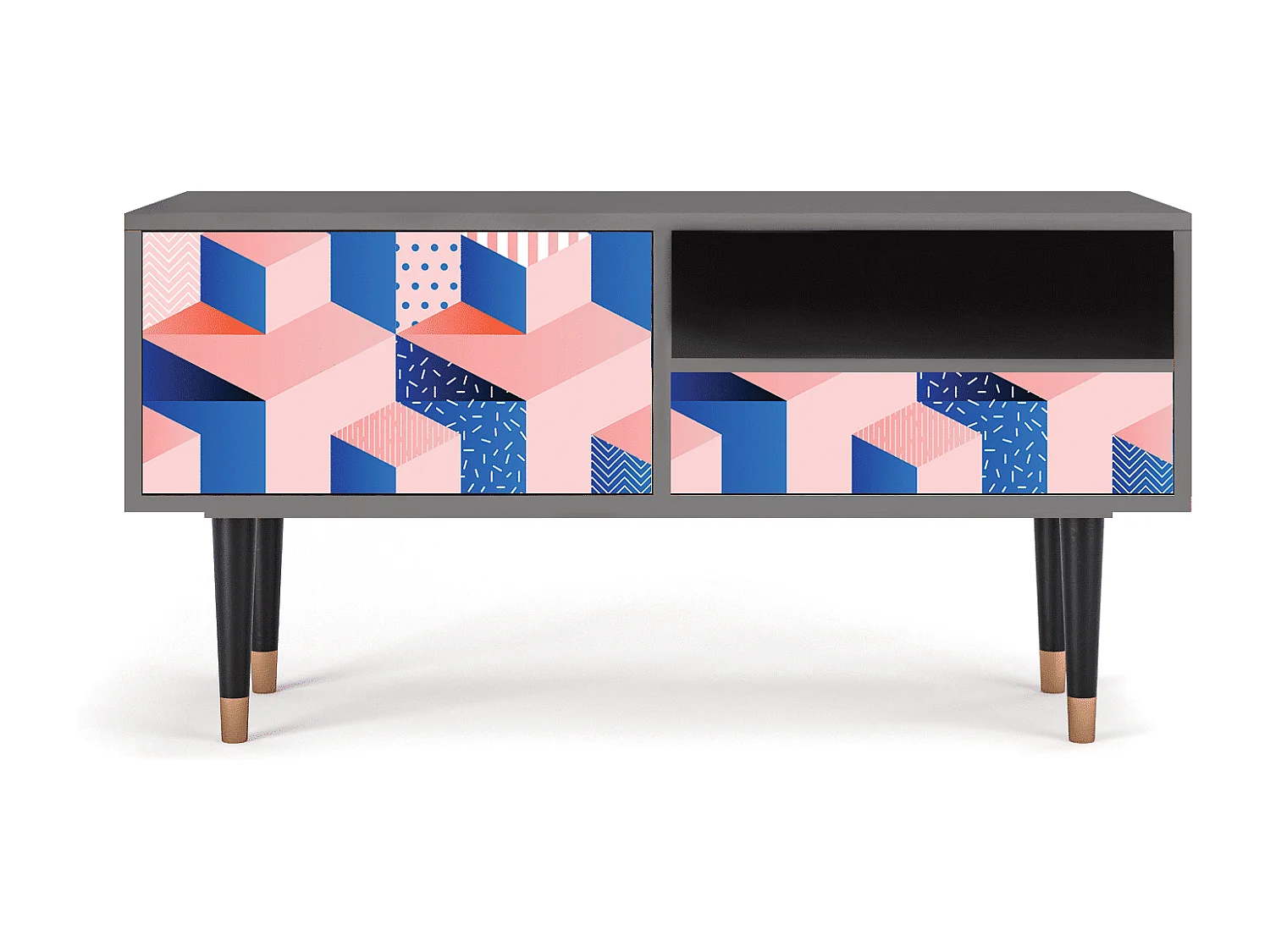 Szafka RTV - 115х59х48 cm - T3 - Pinky Squares, Szary