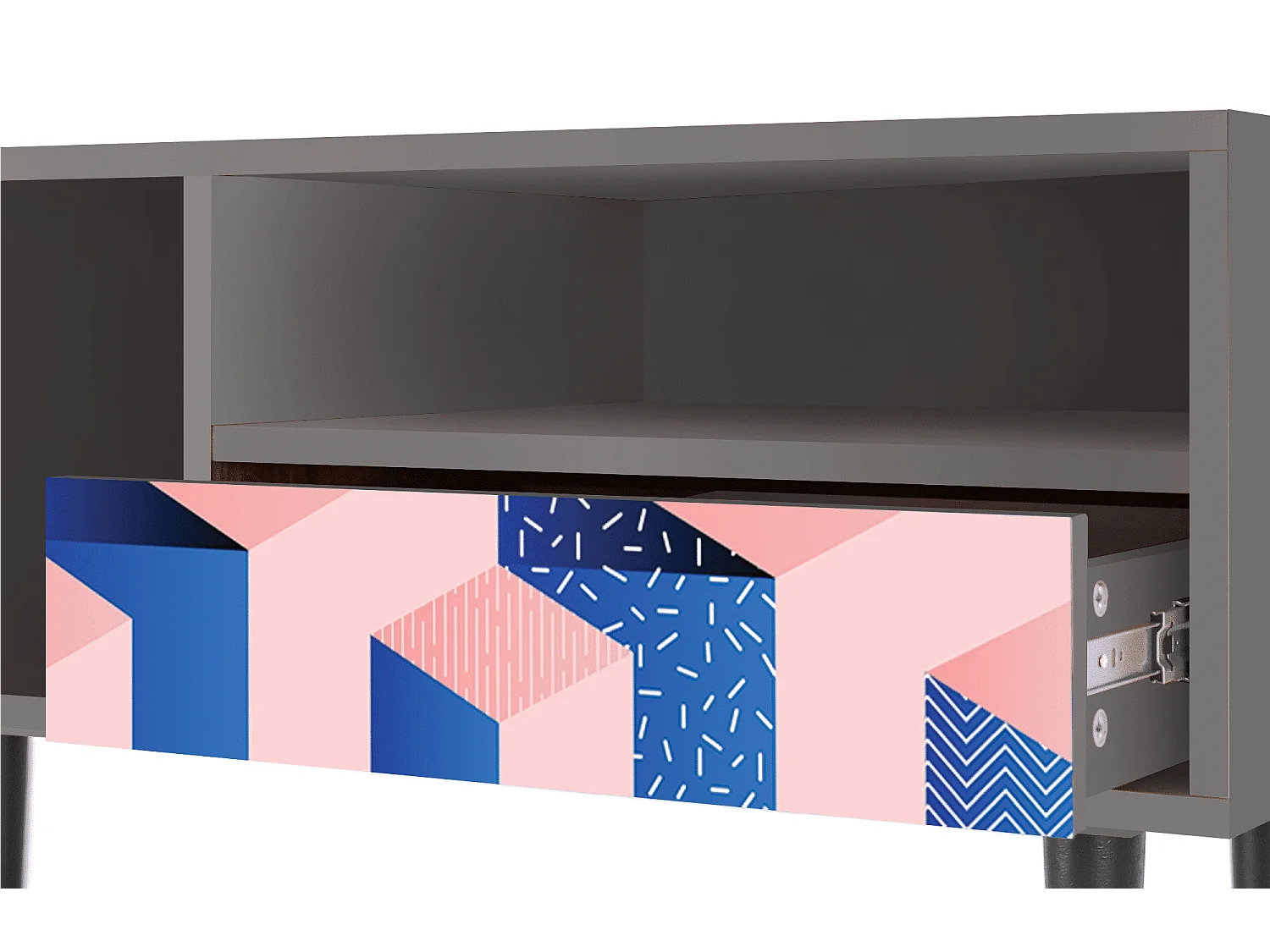 Szafka RTV - 115х59х48 cm - T3 - Pinky Squares, Szary