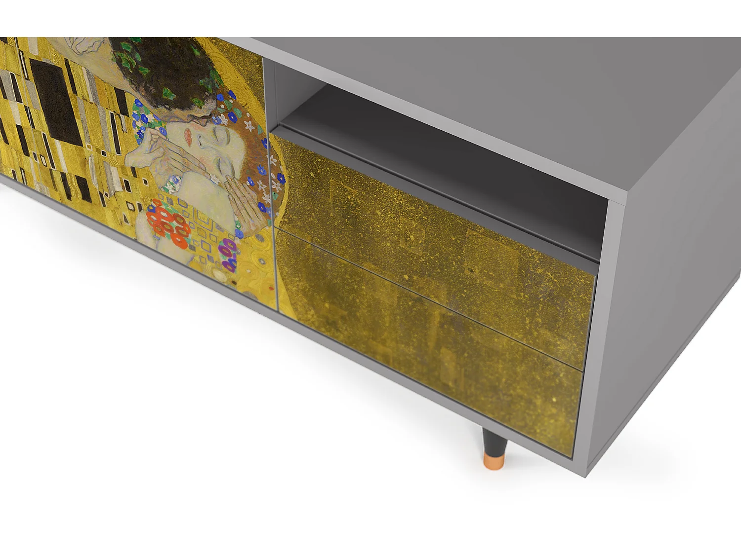 Meuble TV - 125х56х41 cm - T7 - The Kiss by Klimt , Gris