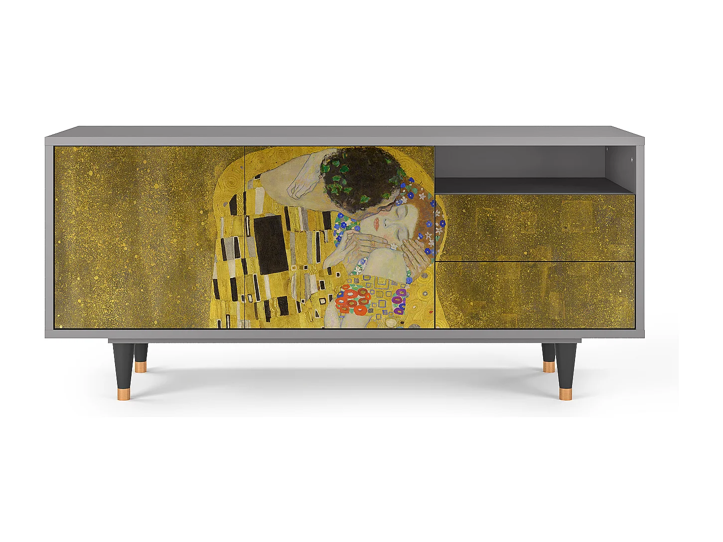 TV-meubel - 125х56х41 cm - T7 - The Kiss by Klimt , Grijs