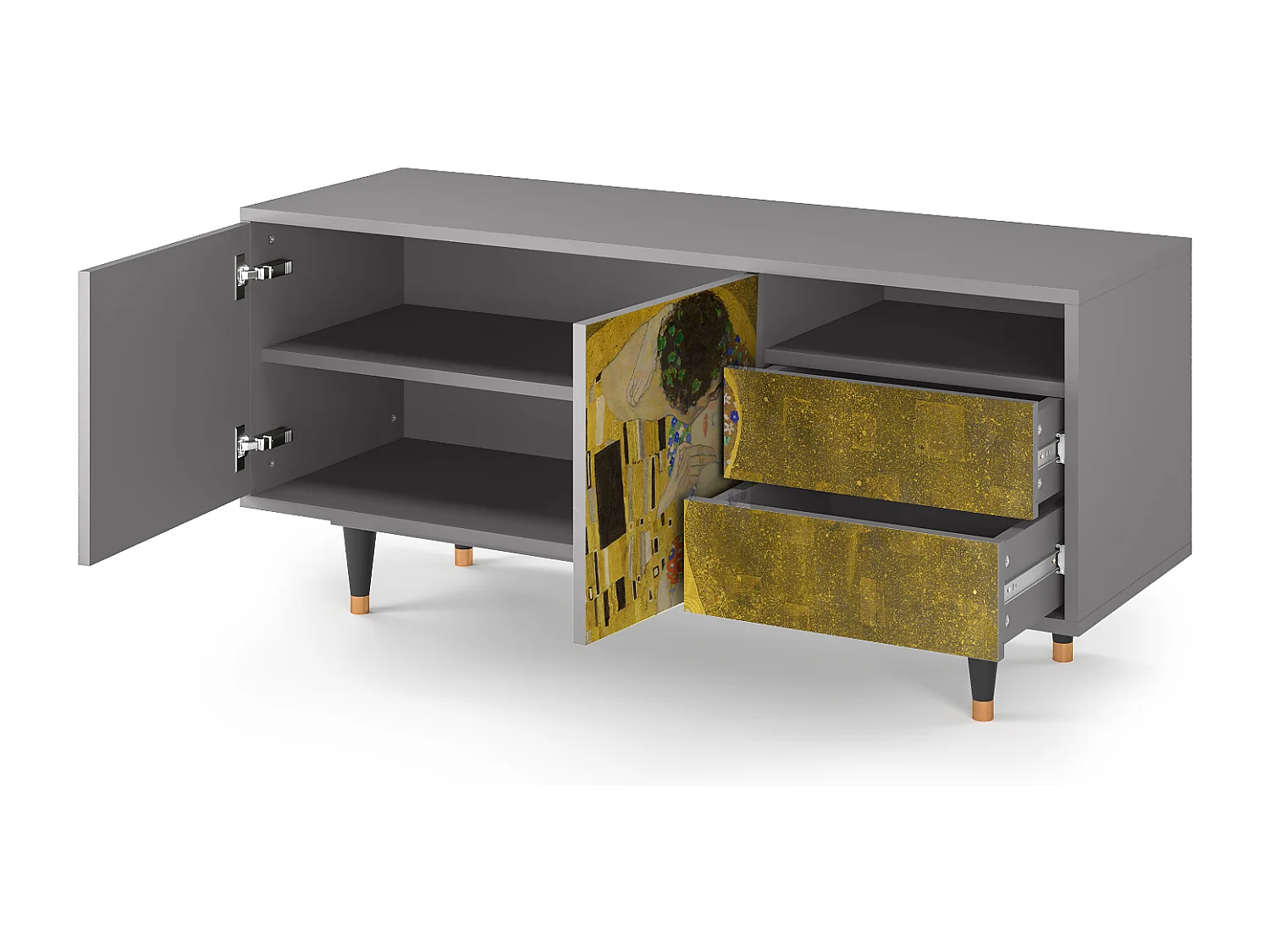 TV-meubel - 125х56х41 cm - T7 - The Kiss by Klimt , Grijs