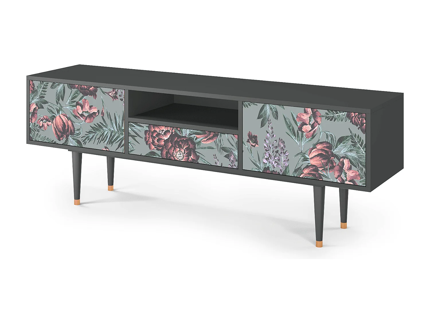 TV-Möbel - 170х59х41 cm - T6 - Light Peonies, Anthrazit