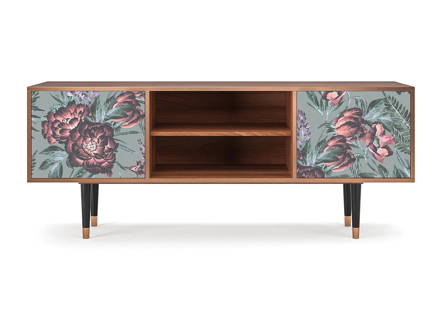 Mobile TV - 170х69х48 cm - T2 - Light Peonies, Noce