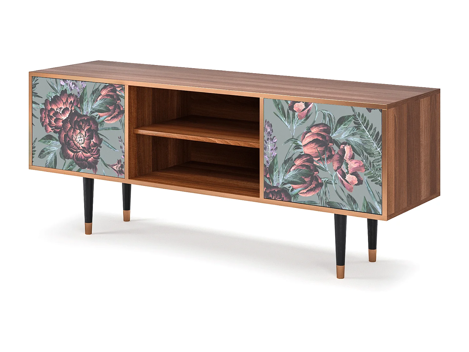 Mobile TV - 170х69х48 cm - T2 - Light Peonies, Noce