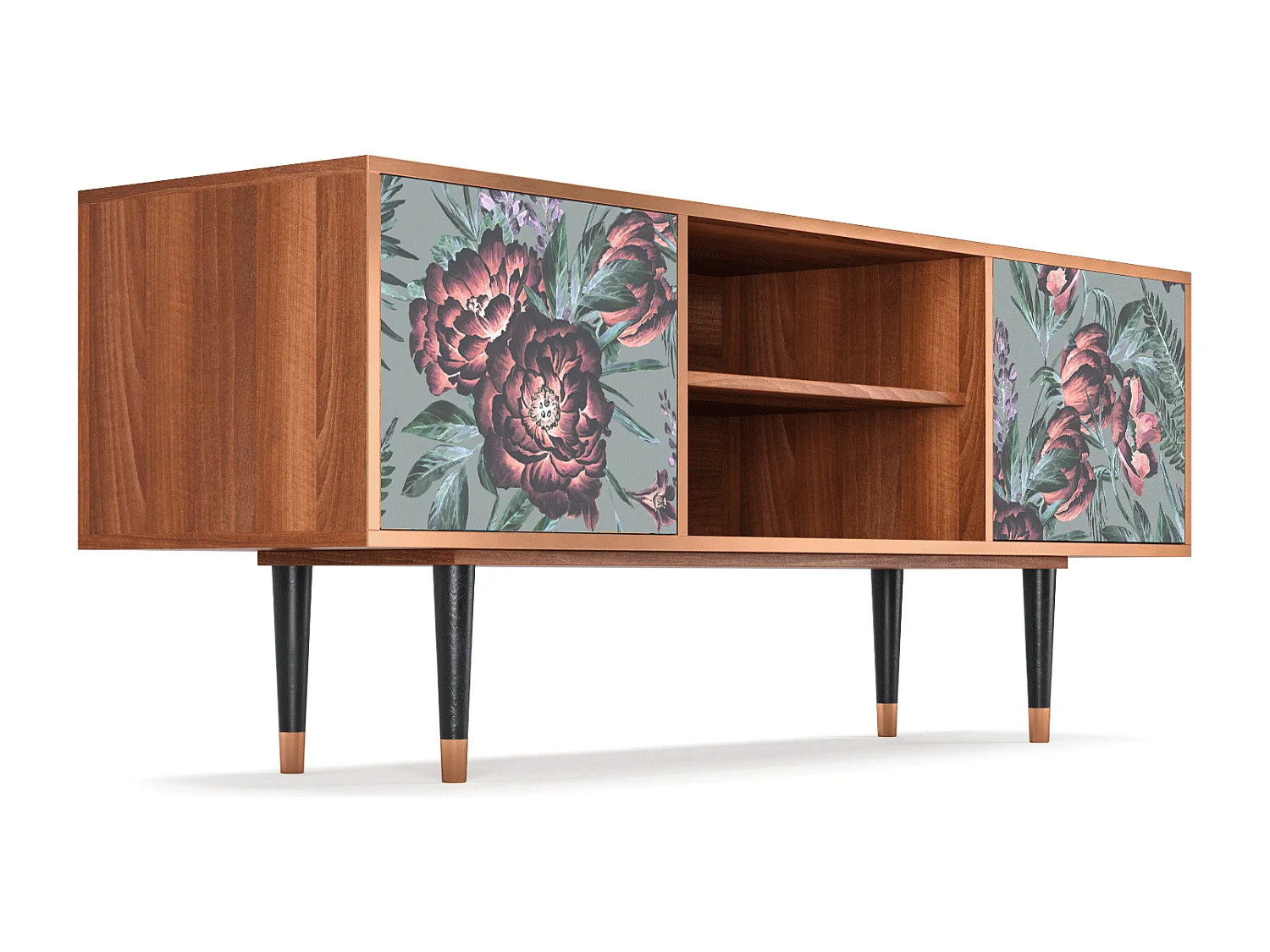 Mobile TV - 170х69х48 cm - T2 - Light Peonies, Noce