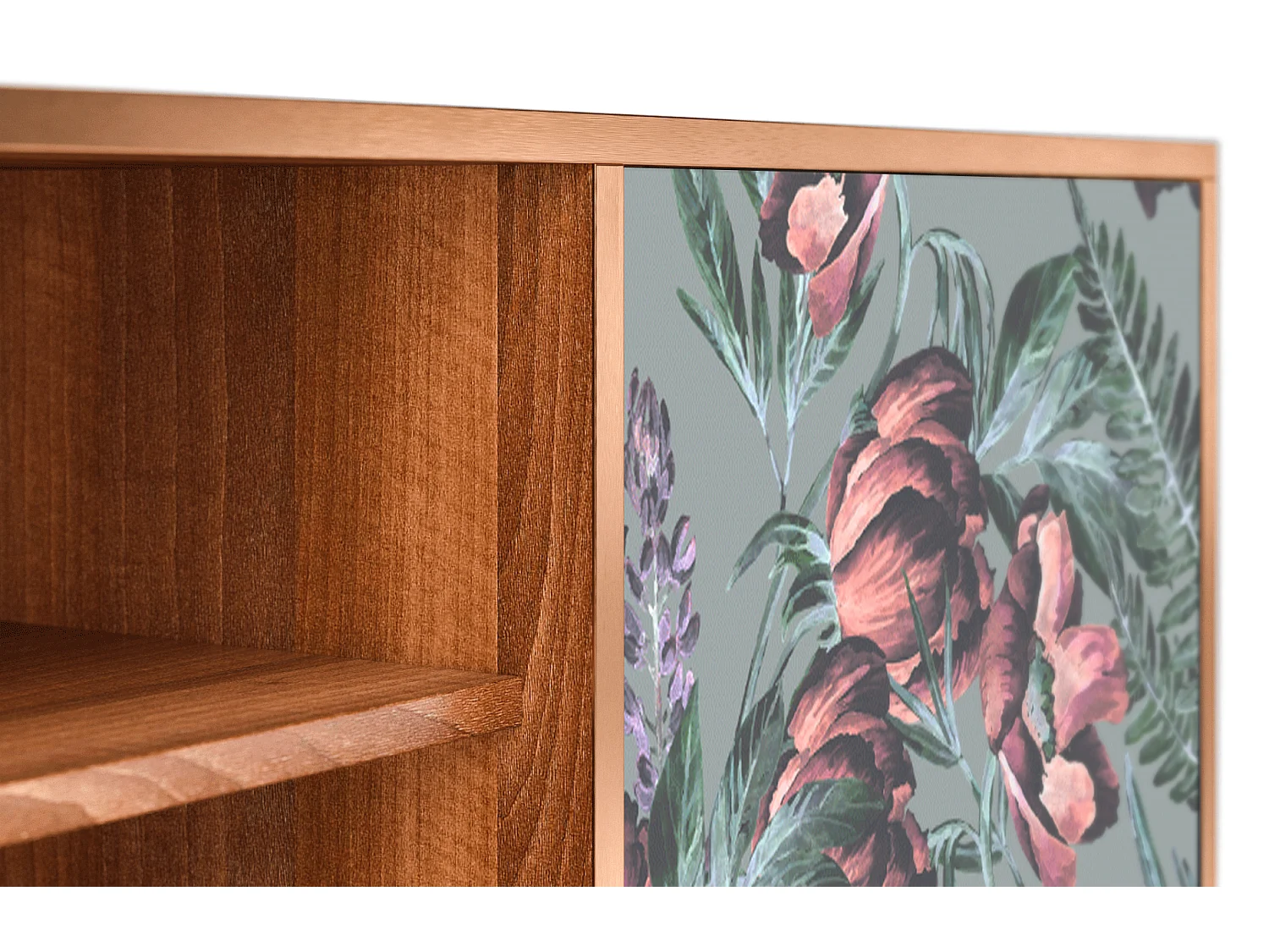 Mobile TV - 170х69х48 cm - T2 - Light Peonies, Noce