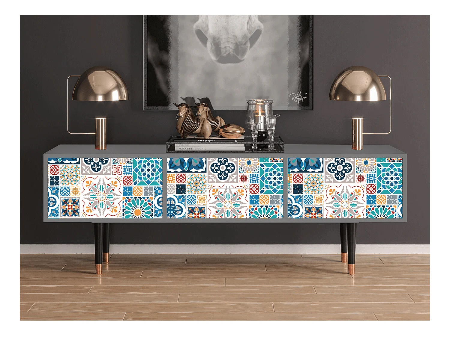 Mobile TV - 170х59х48 cm - T4 - Moroccan Market, Grigio