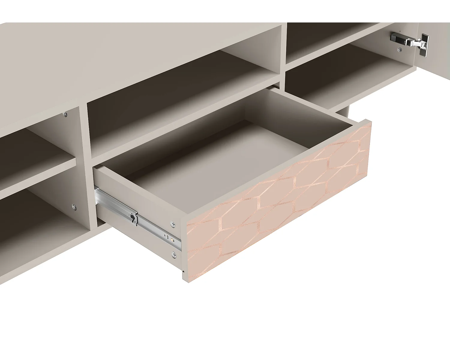 Szafka RTV - 170х59х41 cm - T6 - Rose Honeycomb, Piaskowy
