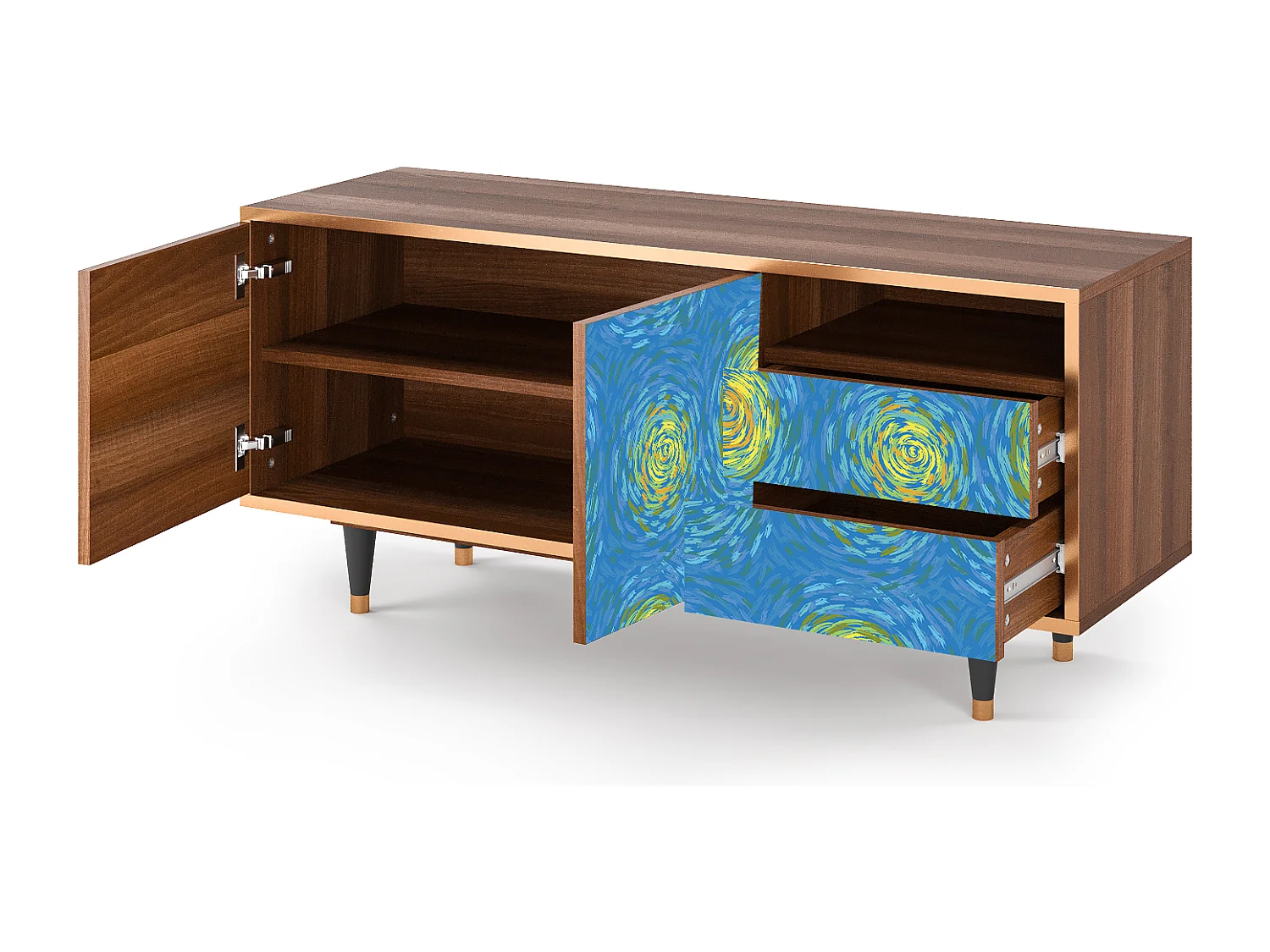 Mobile TV - 125х56х41 cm - T7 - Van Gogh Lights, Noce