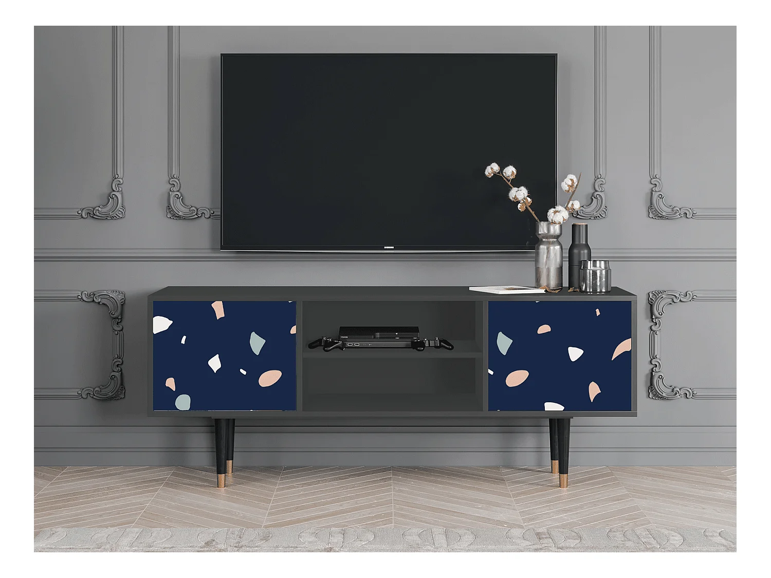 Mueble de TV - 170х69х48 cm - T2 - Space Satellites, Antracita