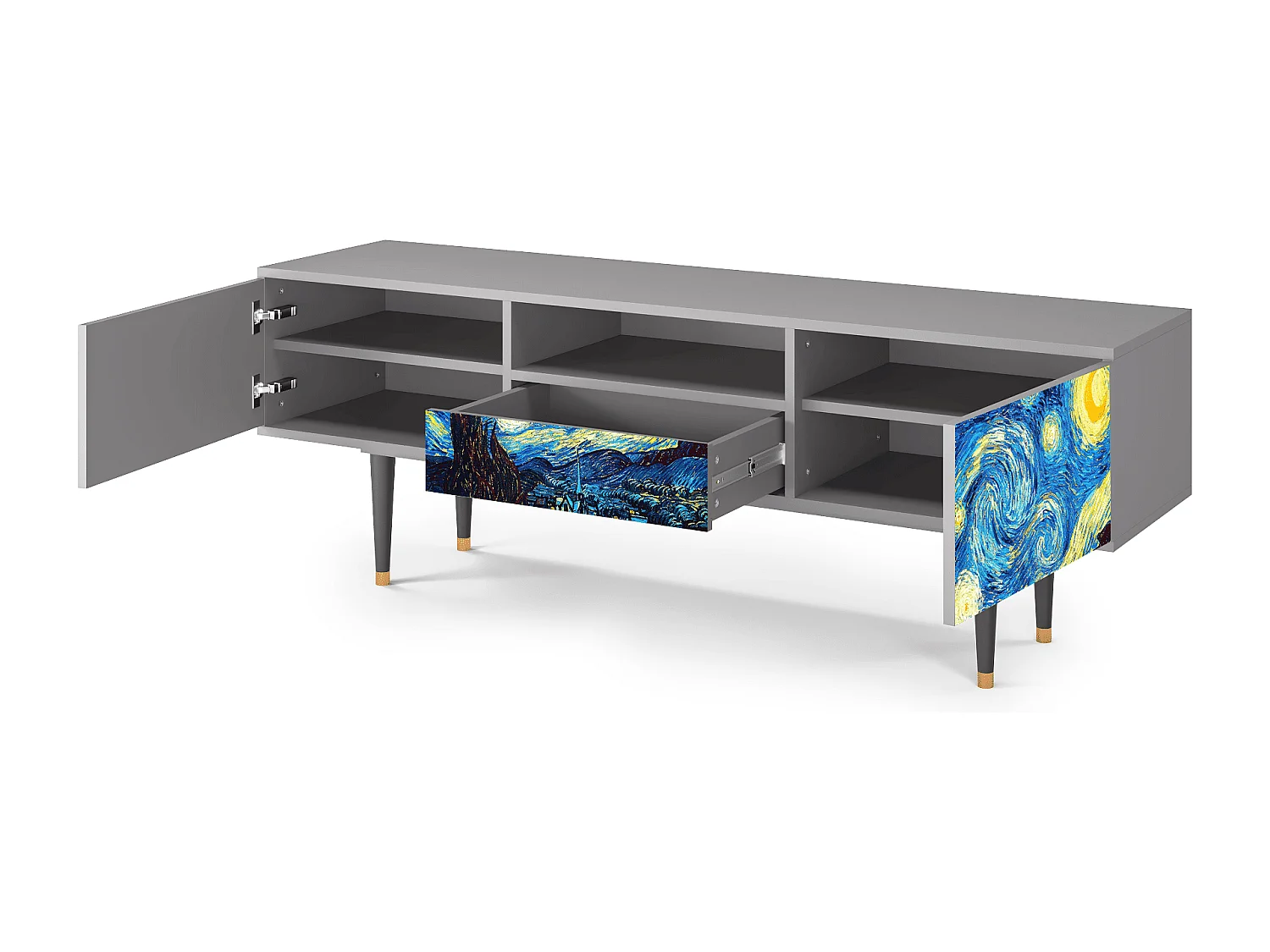 Meuble TV - 170х59х41 cm - T6 - The Starry Night  , Gris