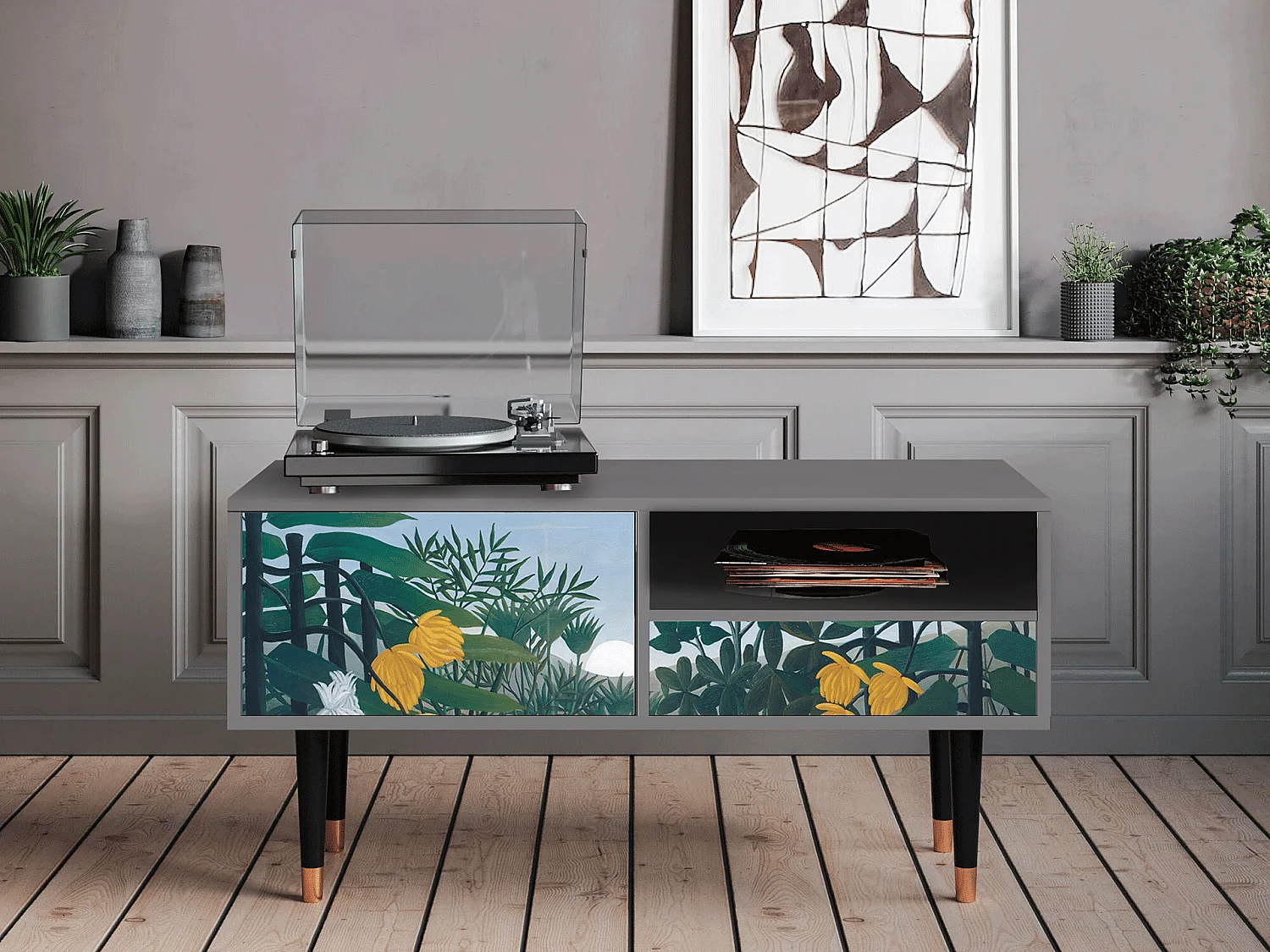 Meuble TV - 115х59х48 cm - T3 - The Repast of the Lion, Gris