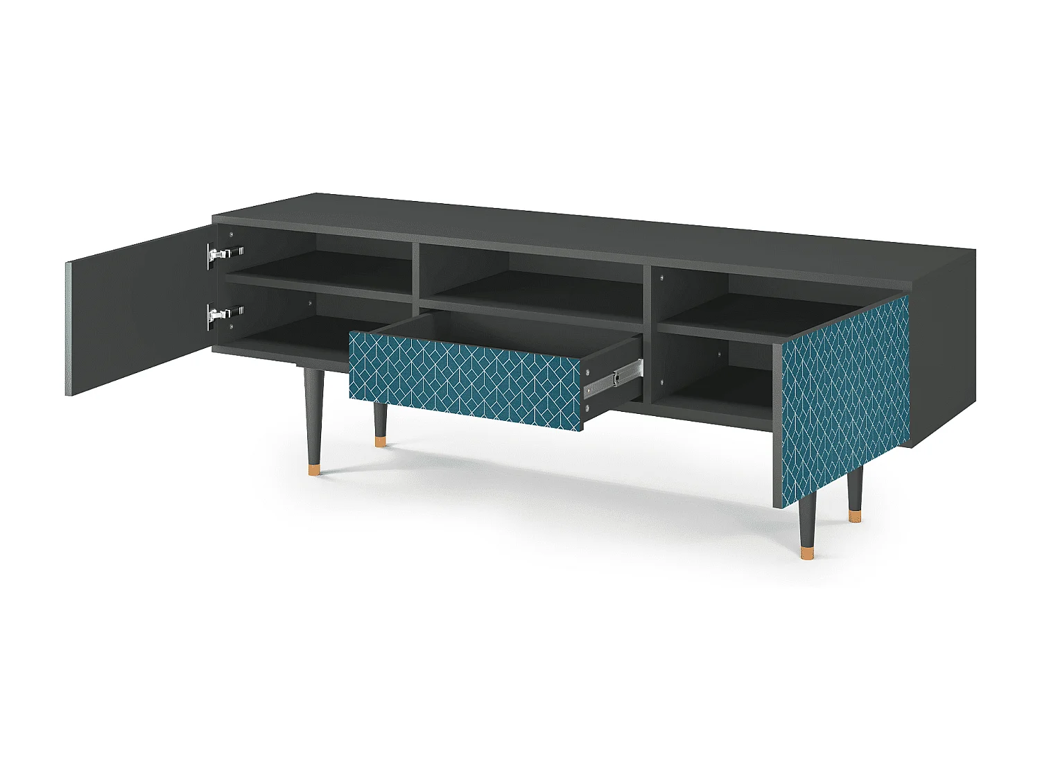 TV-meubel - 170х59х41 cm - T6 - Turquoise Geometry, Antraciet