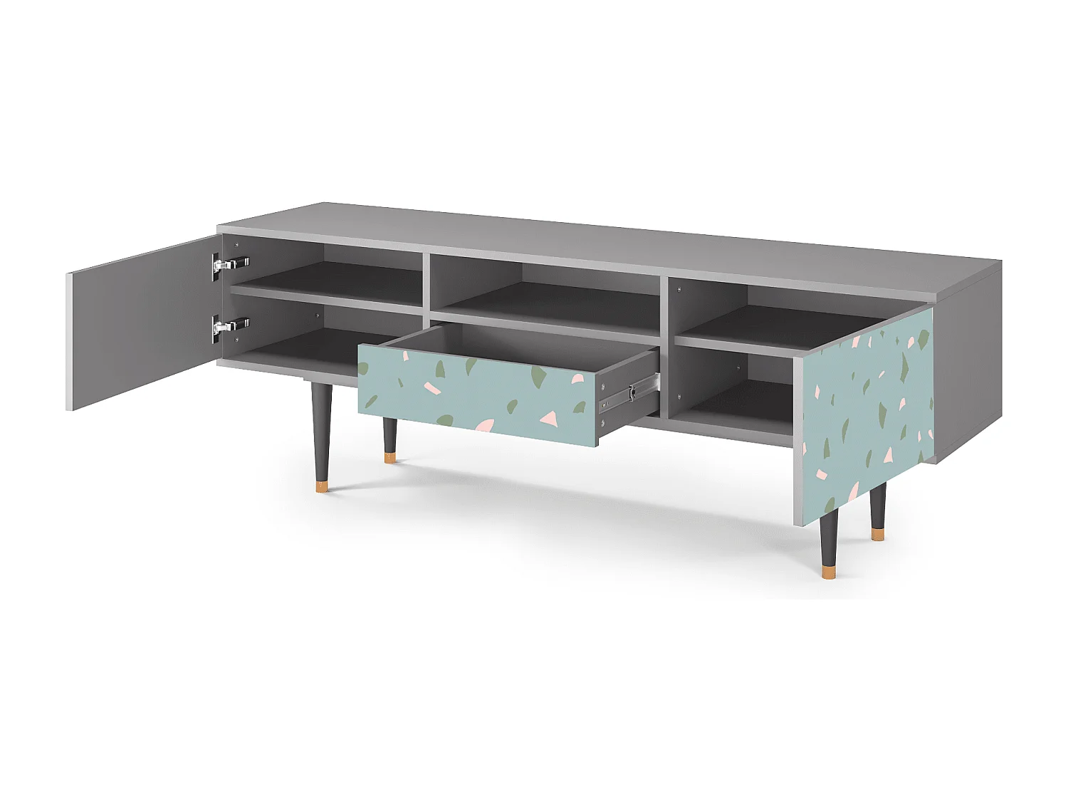 Meuble TV - 170х59х41 cm - T6 - Blue Drops, Gris