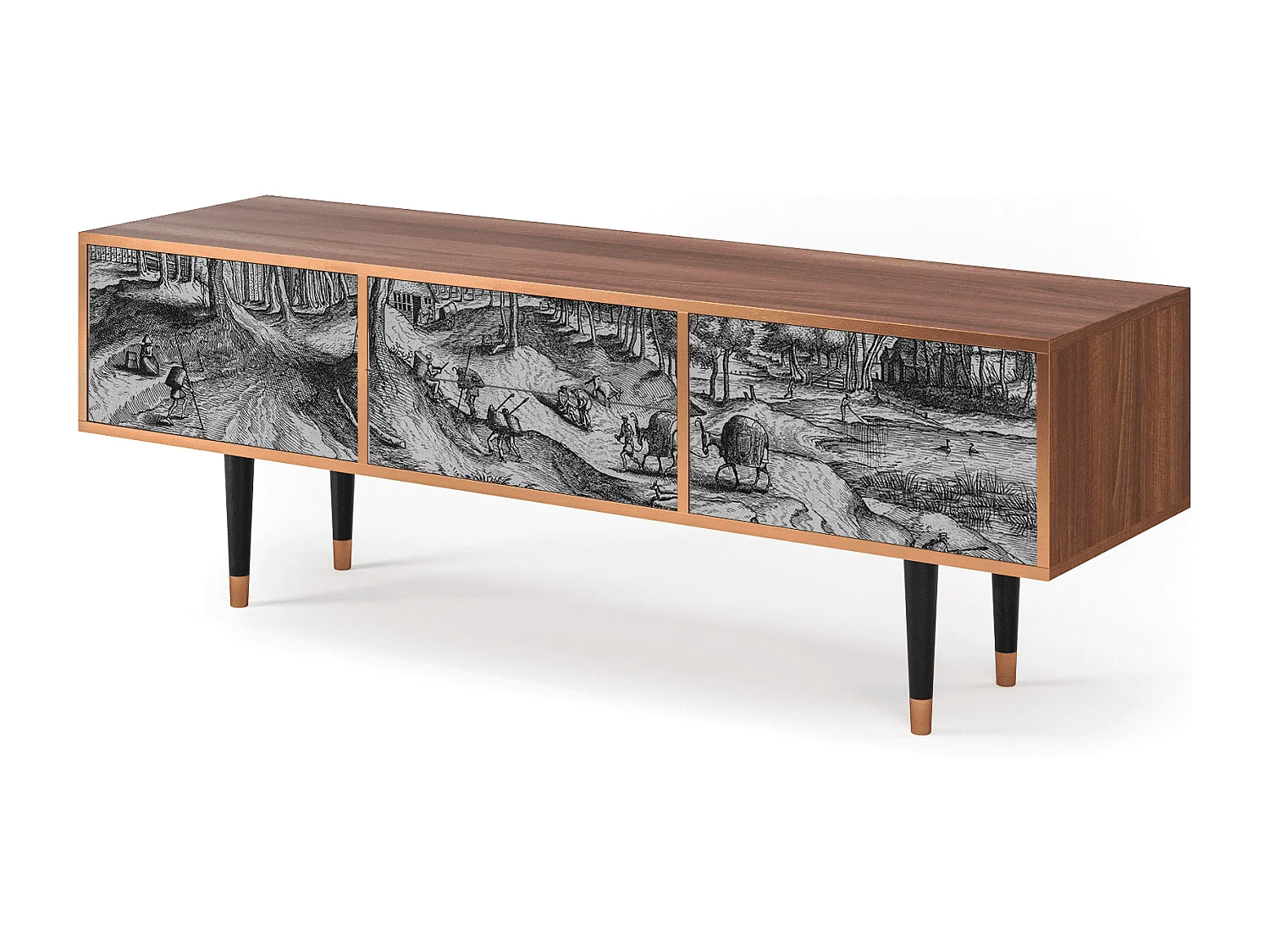 Mobile TV - 170х59х48 cm - T4 - Rusticorum, Noce