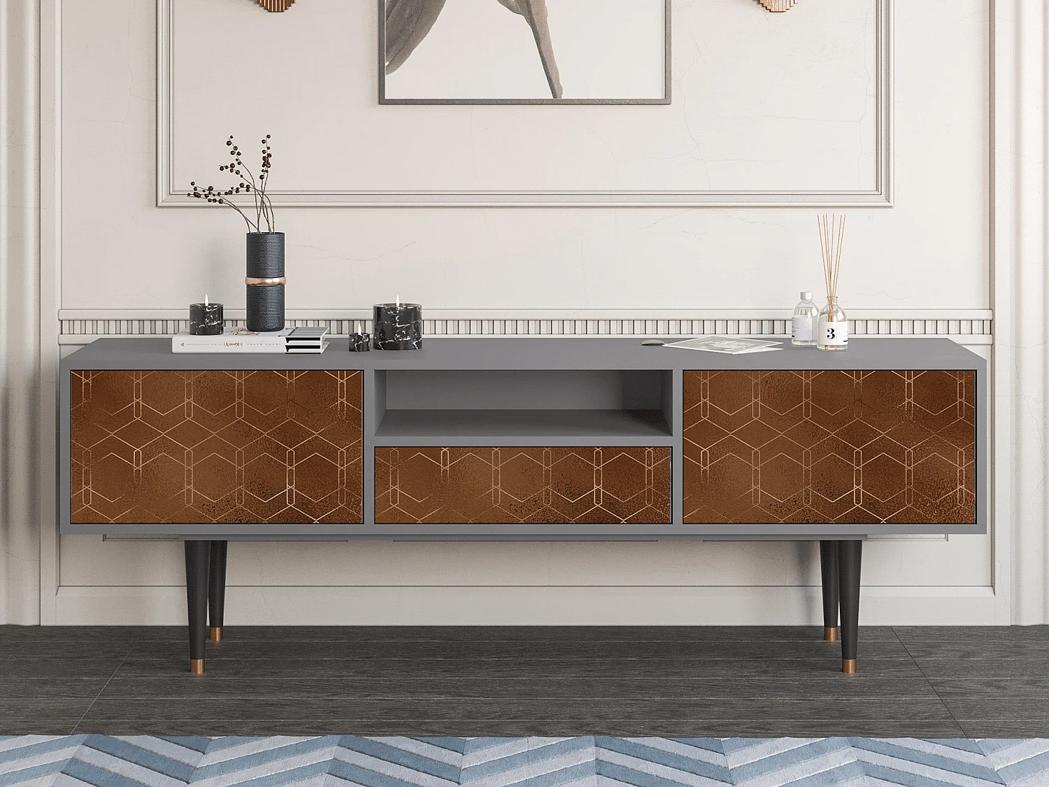 Mobile TV - 170х59х41 cm - T6 - Chocolate Bar, Grigio