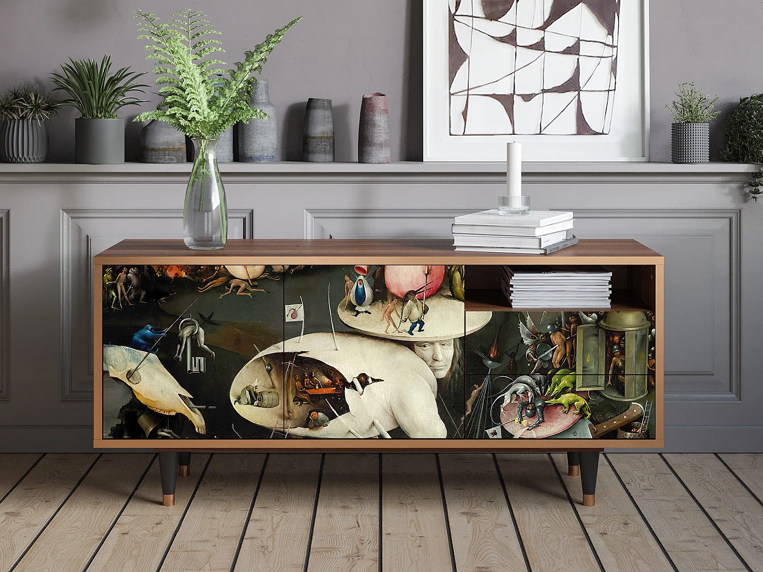 Mueble de TV - 125х56х41 cm - T7 - The Garden 2, Nogueira