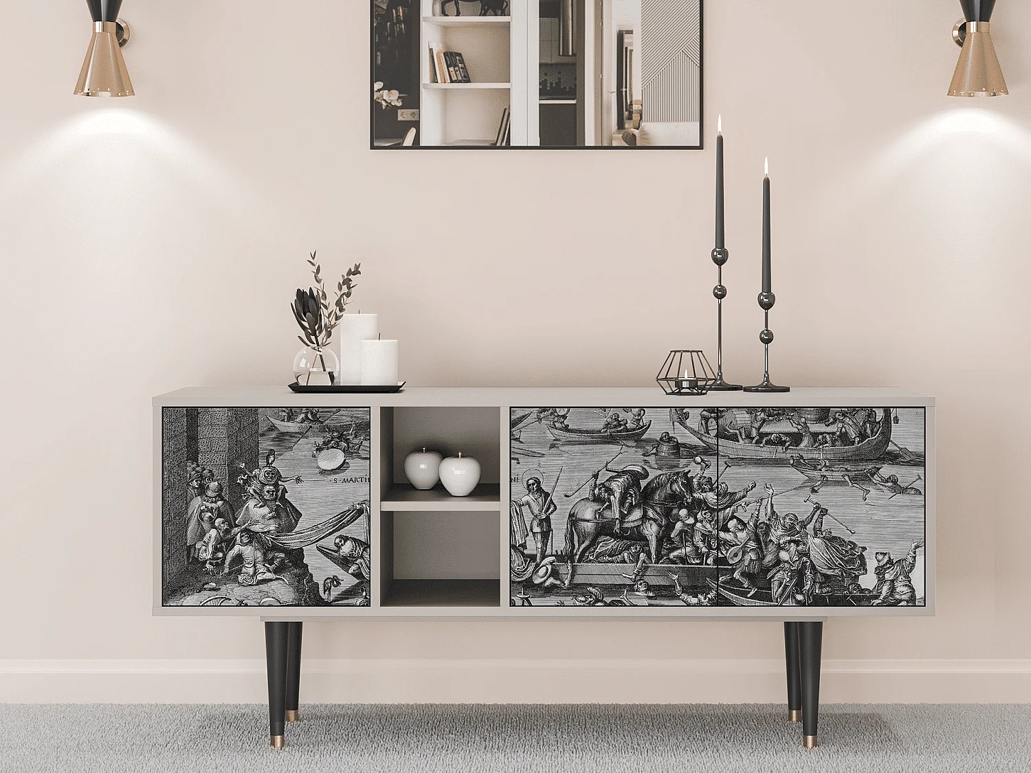 Szafka RTV - 150х69х41 cm - T5 - Saint Martin, Piaskowy