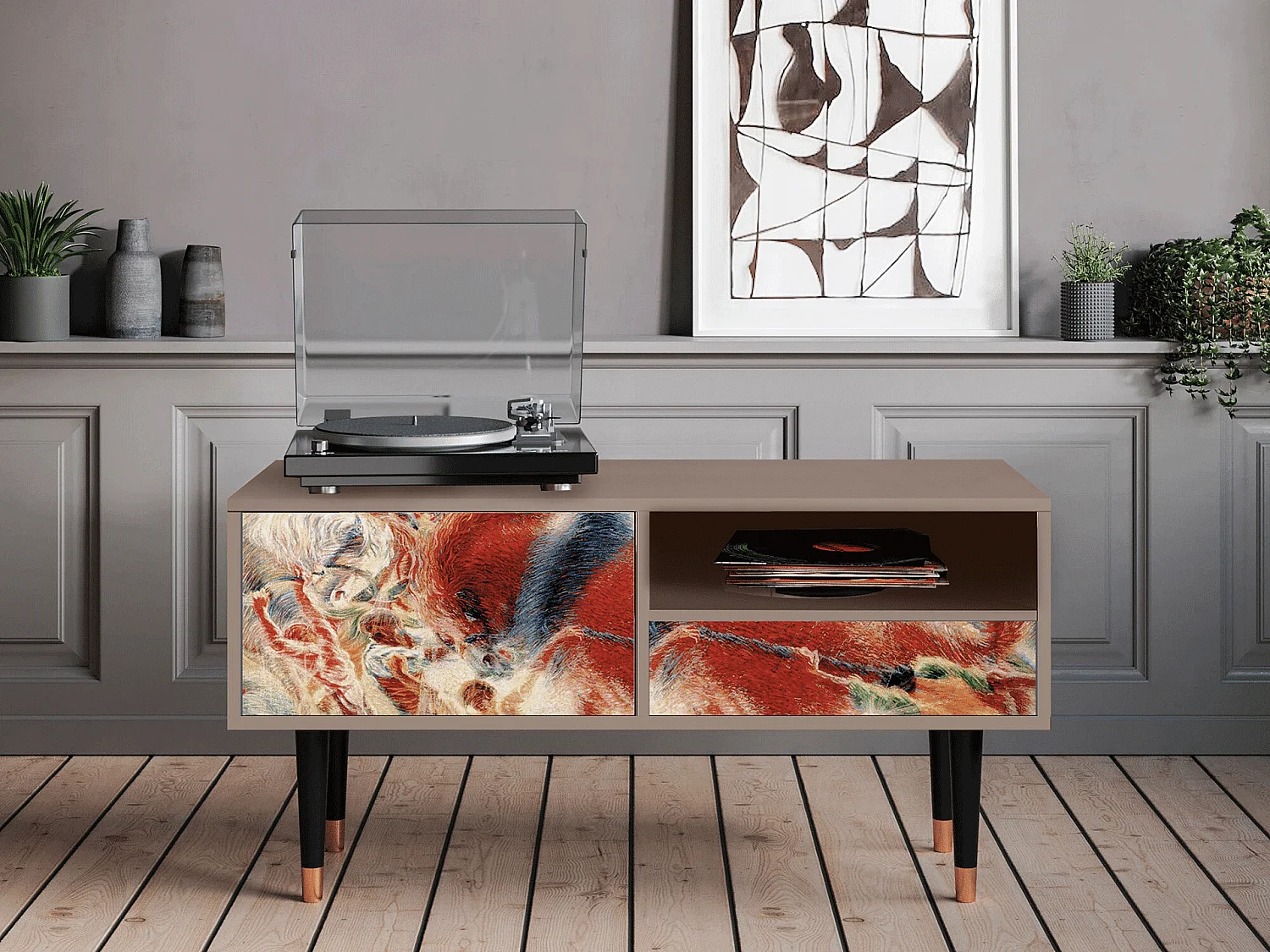 Mueble de TV - 115х59х48 cm - T3 - The City Rises, Latte