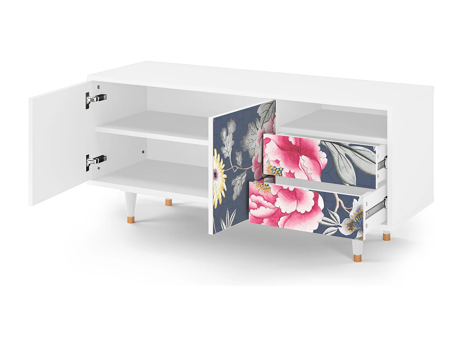 TV-Möbel - 125х56х41 cm - T7 - Dark Flower Bed, Weiß