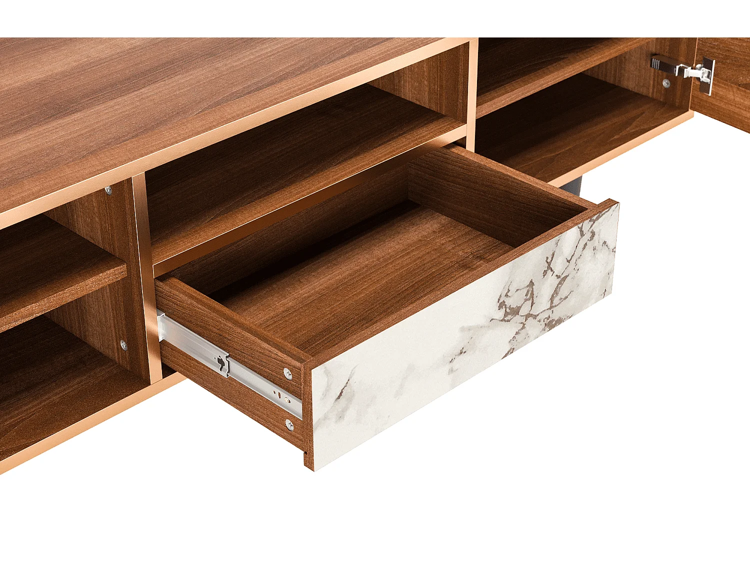 TV-meubel - 170х59х41 cm - T6 - Milk Marble, Walnoot