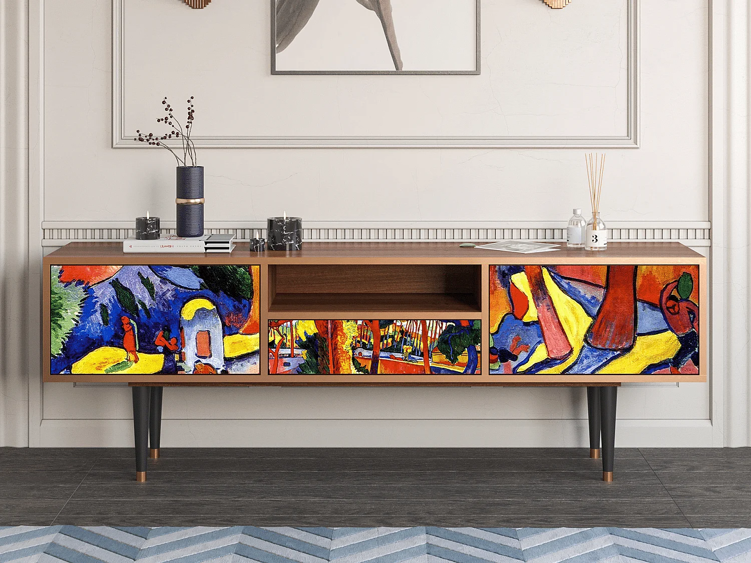 Szafka RTV - 170х59х41 cm - T6 - The Turning Road, Orzech