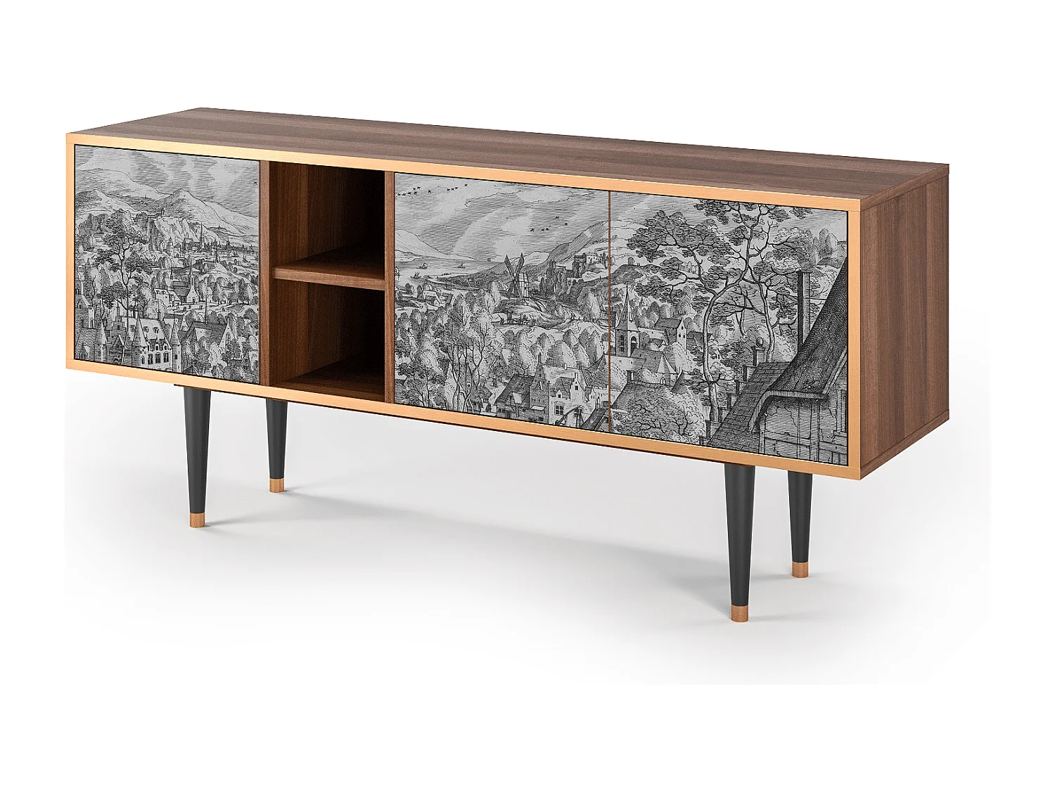 Mobile TV - 150х69х41 cm - T5 - Bird Dropping, Noce