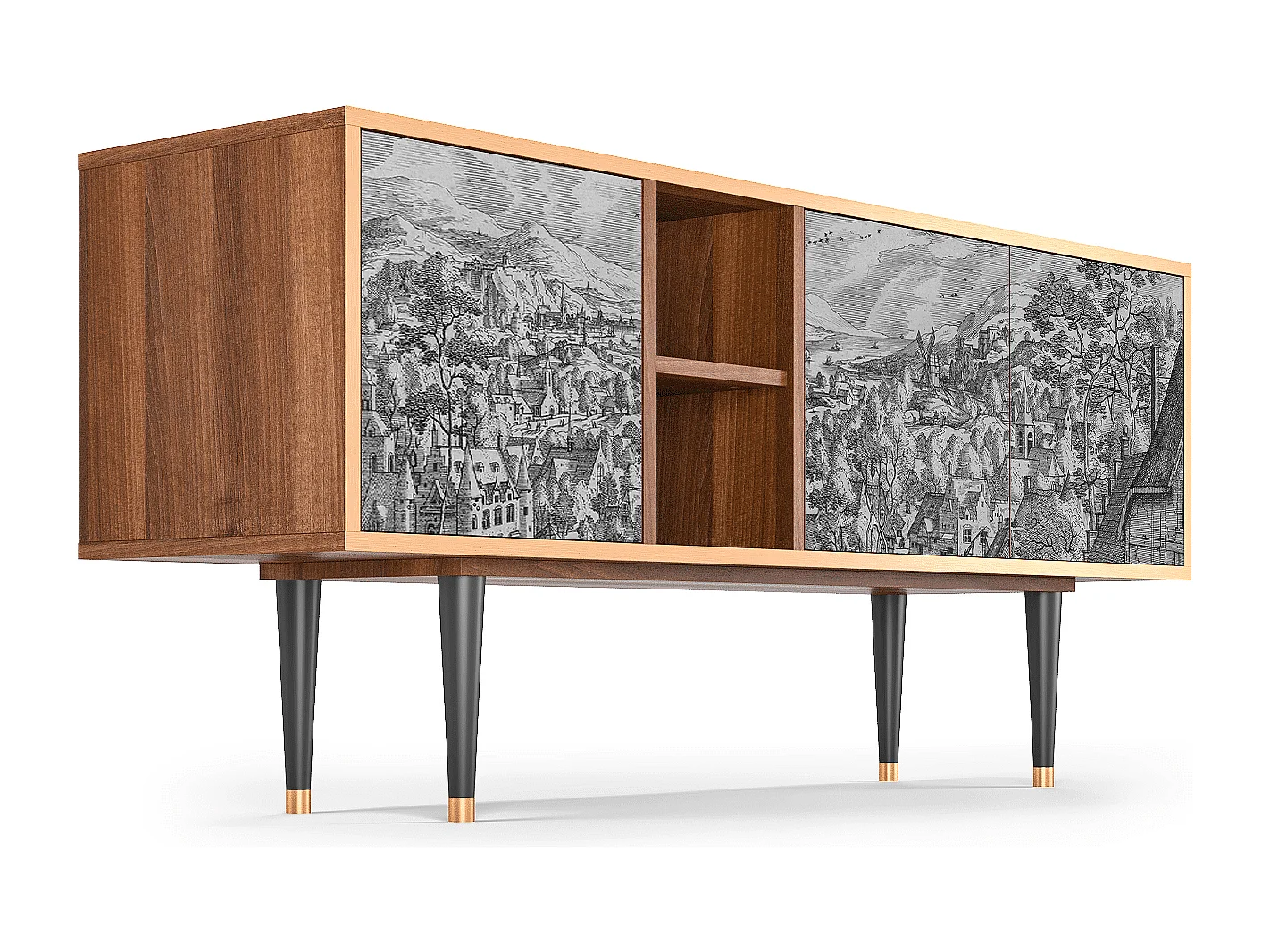 Mobile TV - 150х69х41 cm - T5 - Bird Dropping, Noce