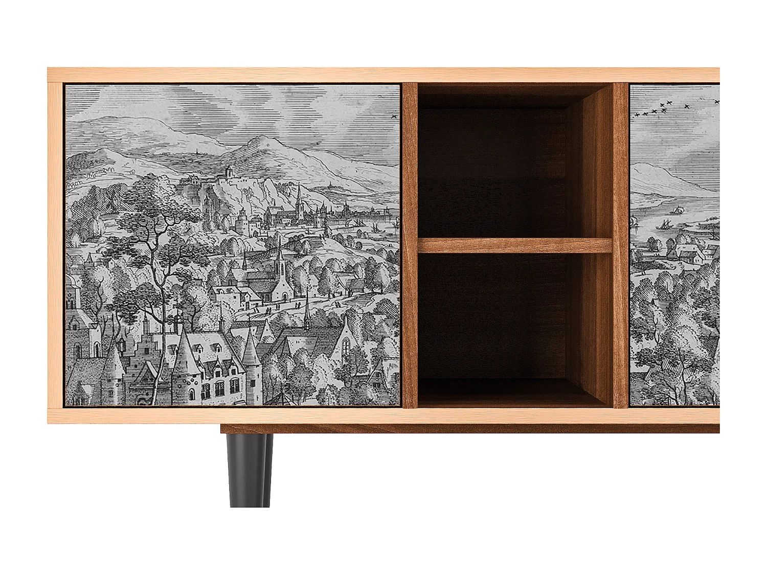 Mobile TV - 150х69х41 cm - T5 - Bird Dropping, Noce