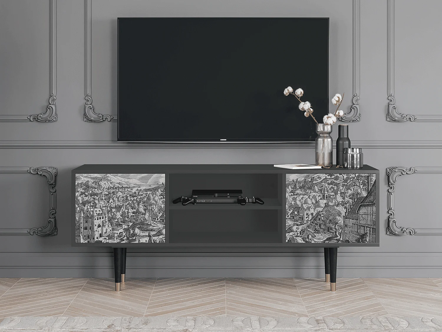 Mobile TV - 170х69х48 cm - T2 - Bird Dropping, Antracite