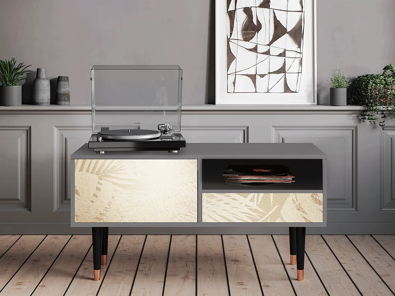 Mueble de TV - 115х59х48 cm - T3 - Plant of the Dessert, Gris